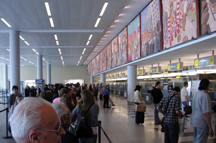 USA immigration queue at JFK airport.