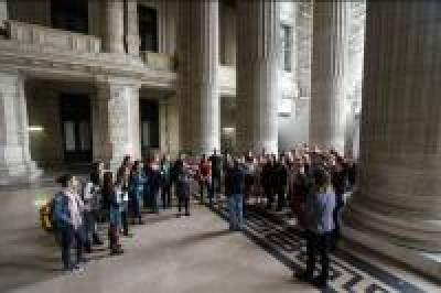 students at the Justice Palace