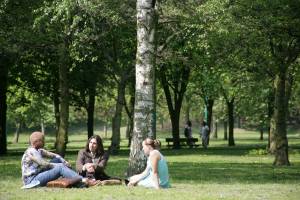 Students in Peel park
