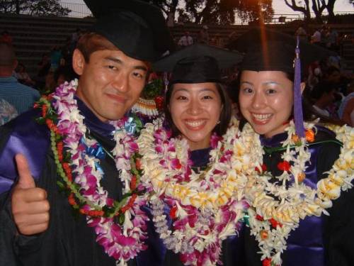 LLM students at graduation wearing Hawaiian Leis