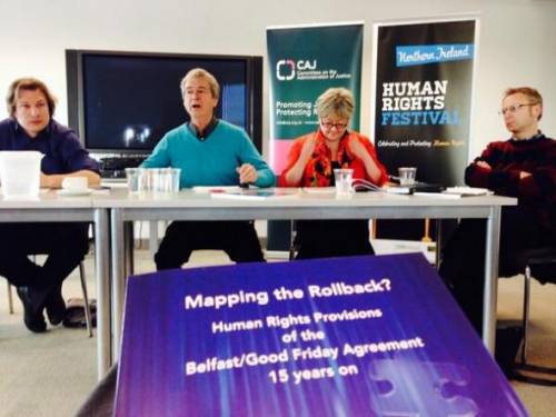 Prof Bill Rolston (TJI Director) speaks at Mapping the Rollback event as part of the NI Human Rights Festival