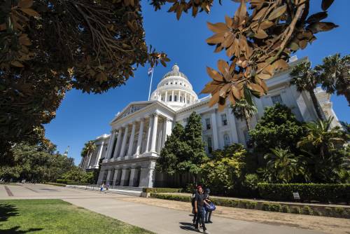  A view of the California State Capitol building in downtown Sacramento, California.