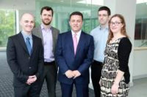 Our most recent new permanent academic staff:
Dr. Brian Tobin, Dr Eoin Daly, Dr
John Danaher and Dr Eilionóir Flynn with the Head of the School of Law, Prof. Donncha O'Connell (centre).
