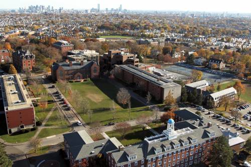 An aerial view of the Tufts campus 