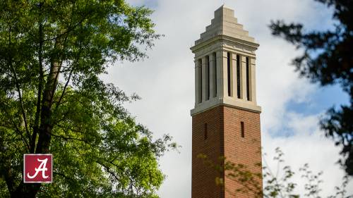 Denny Chimes
Built in in 1929, the 115-foot campanile contains a carillon of 25 brass bells that marks the hours and plays concerts, patriotic songs, memorial tributes, the school fight song and the alma mater.